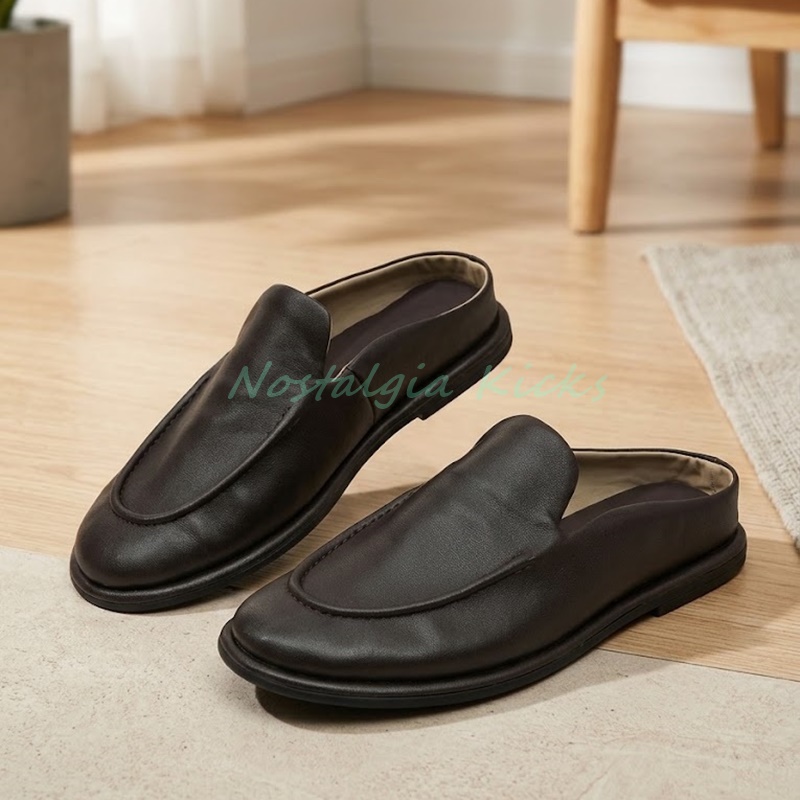 Men'S Shoes Smart - Erkek Deri Terlikler, Arkası Açık, Slip-On