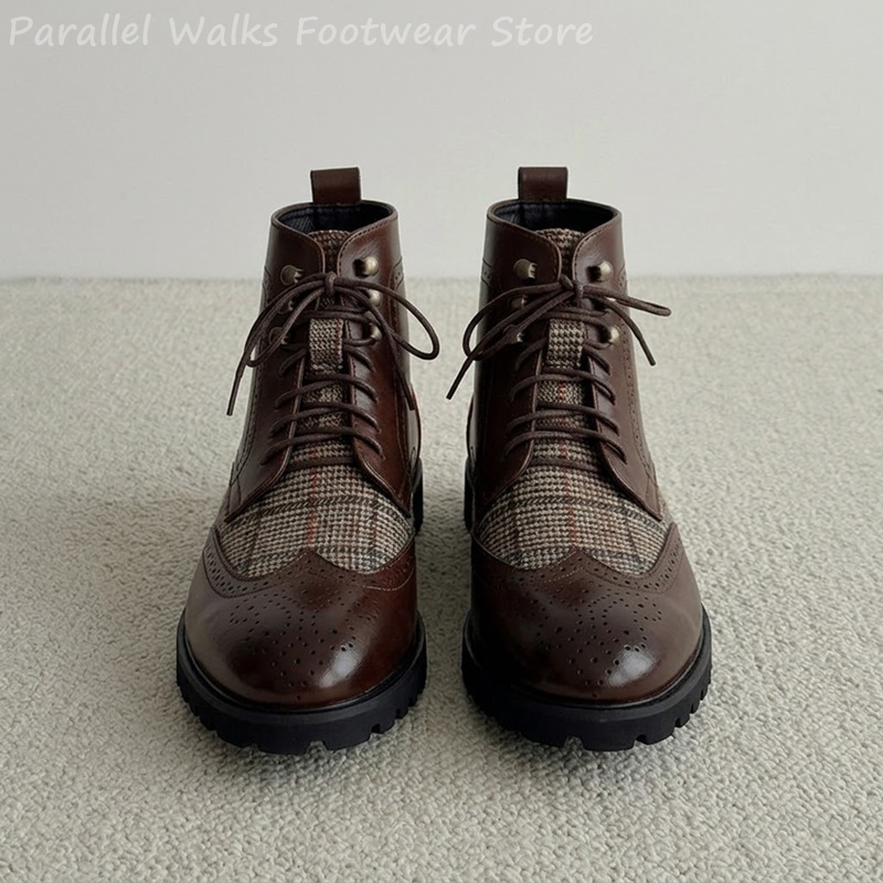 Erkek Tweed Ekose Desenli Brog - Men'S Shoes Smart incelemesi ve fiyatı