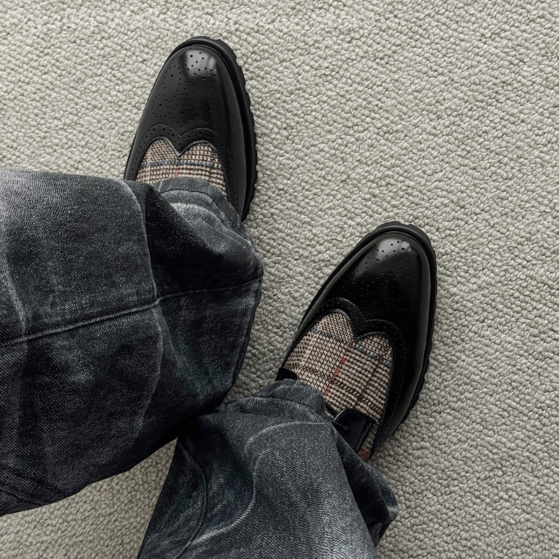 Erkek Tweed Ekose Desenli Brog - Men'S Shoes Smart incelemesi ve fiyatı